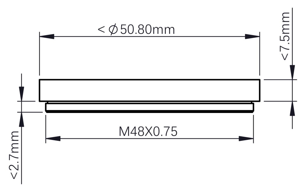 ZWO 2" Filter Drawer for Canon EOS Lenses (with male M42 connection for the camera) Measurements