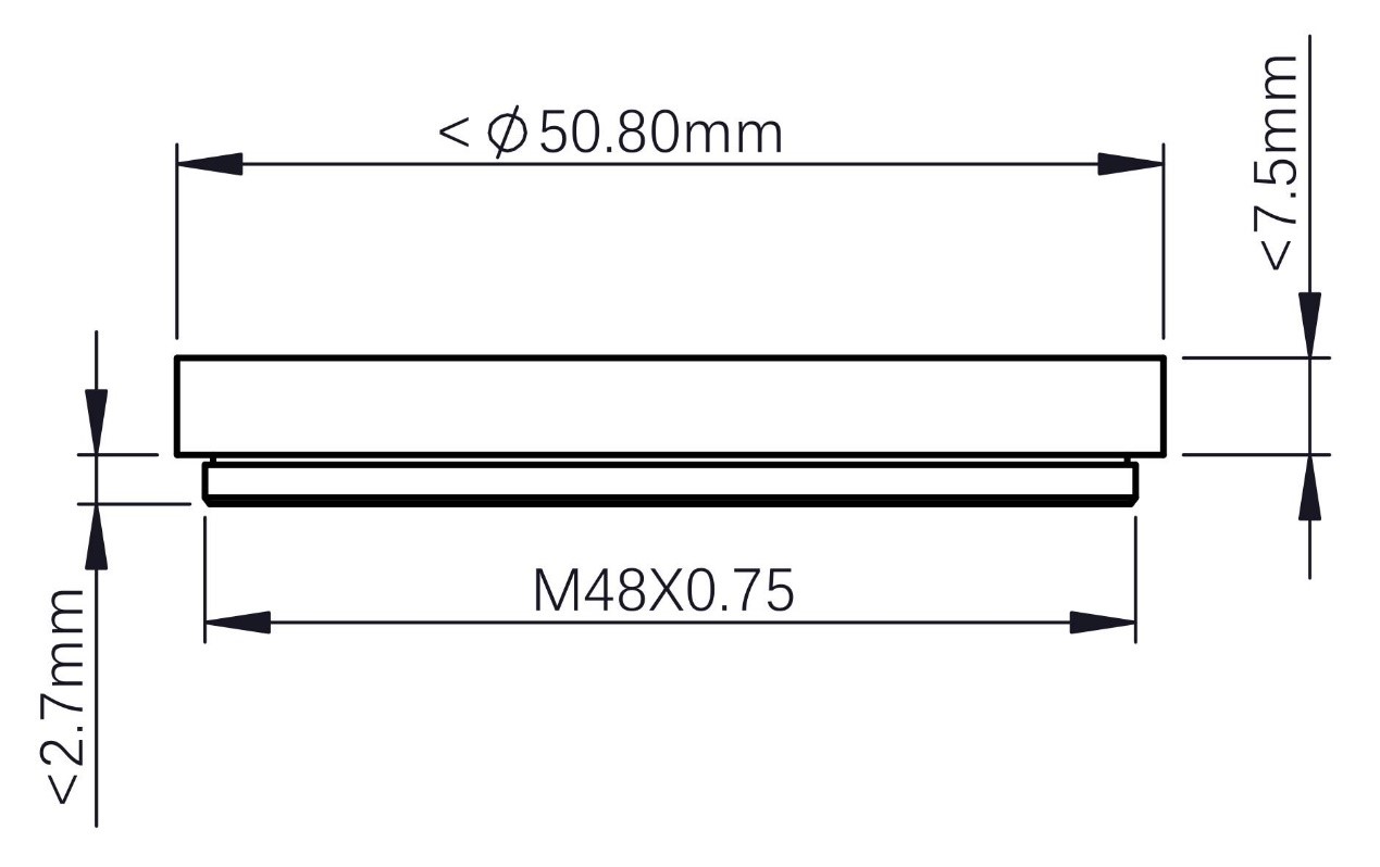 ZWO 2" Filter Drawer for Nikon Lenses Dimensions