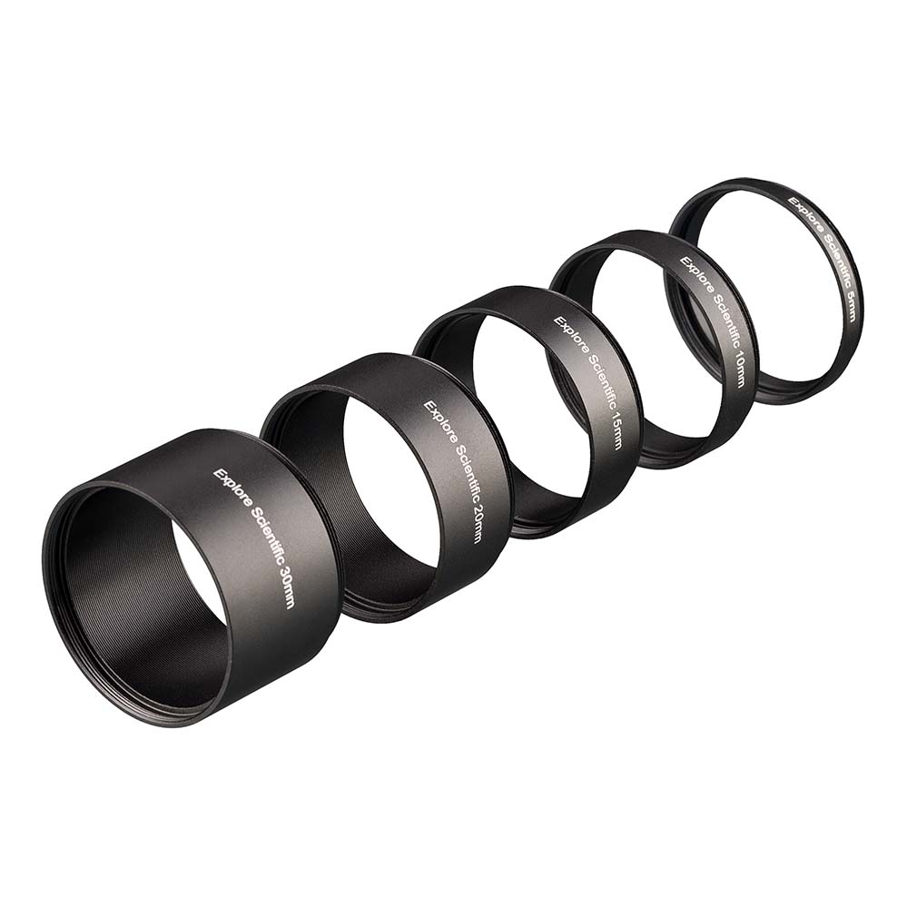 Explore Scientific Extension Ring Set M48x0.75 - 5 pieces (30, 20, 15, 10 and 5 mm)