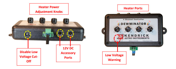 Kendrick Dewminator 4-Channel Dew Controller Ports and Controls