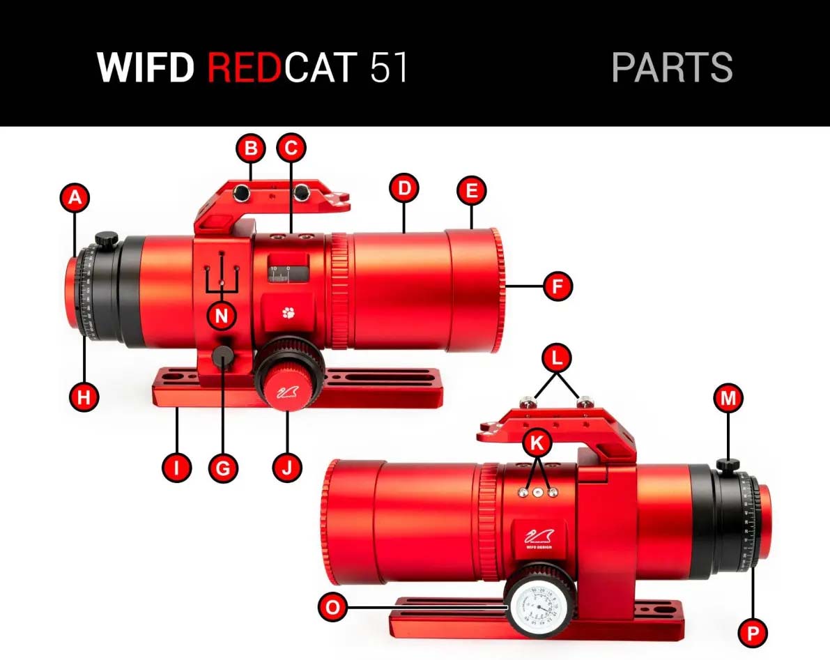 William Optics RedCat 51 III WIFD f/4.9 Petzval Apo Refractor Telescope Parts