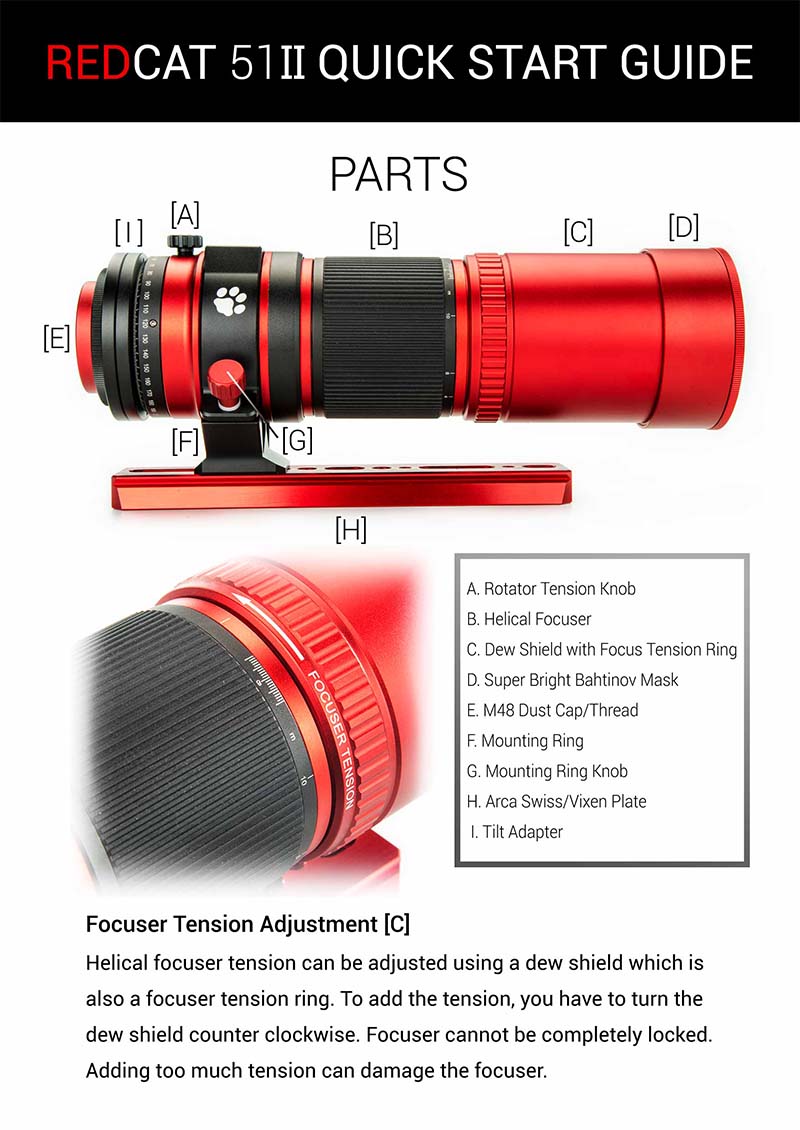 William Optics RedCat 51 v2 Quick Start Guide