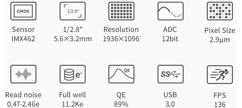 ZWO ASI462MM USB3.0 Monochrome CMOS Camera with Autoguider Port