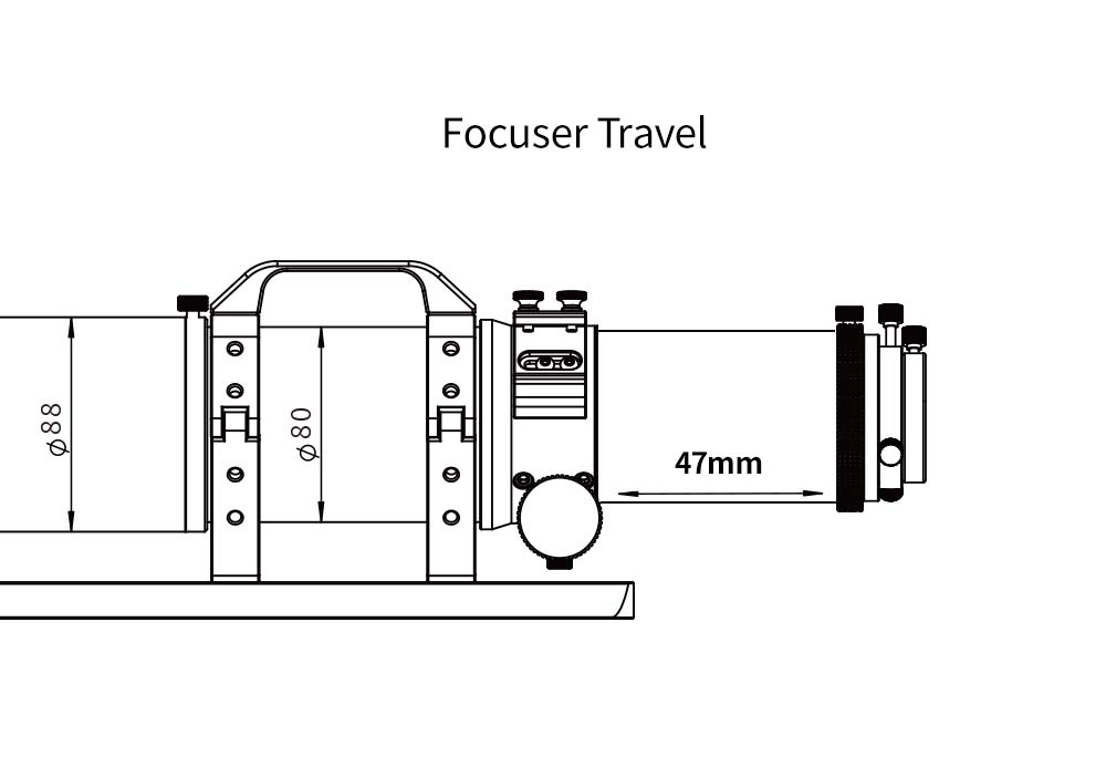 ZWO FF65 f/6.4 Apochromatic Quintuplet Refractor Telescope Focus Travel