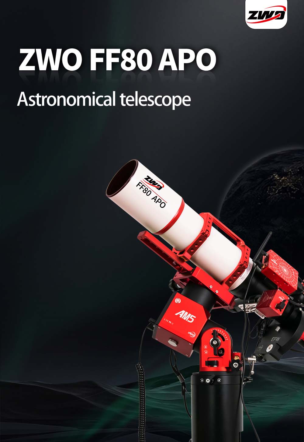 ZWO FF80 f/7.5 Apochromatic Quadruplet Refractor Telescope