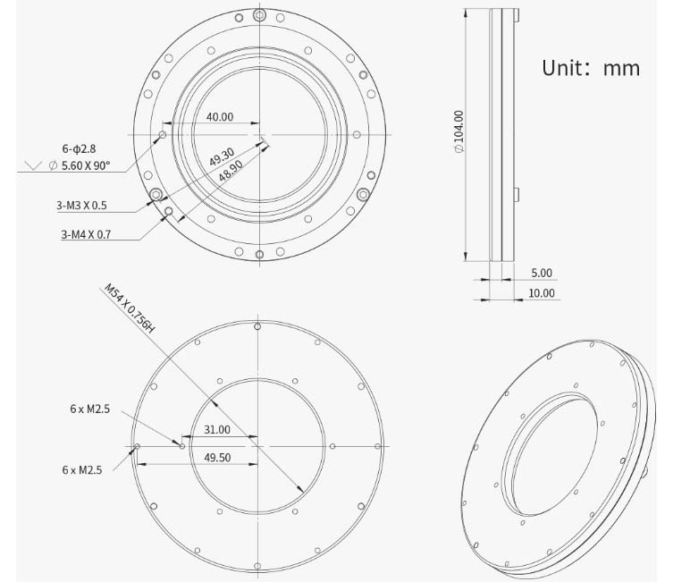 ZWO M54 Tilter Mechanical Diagram